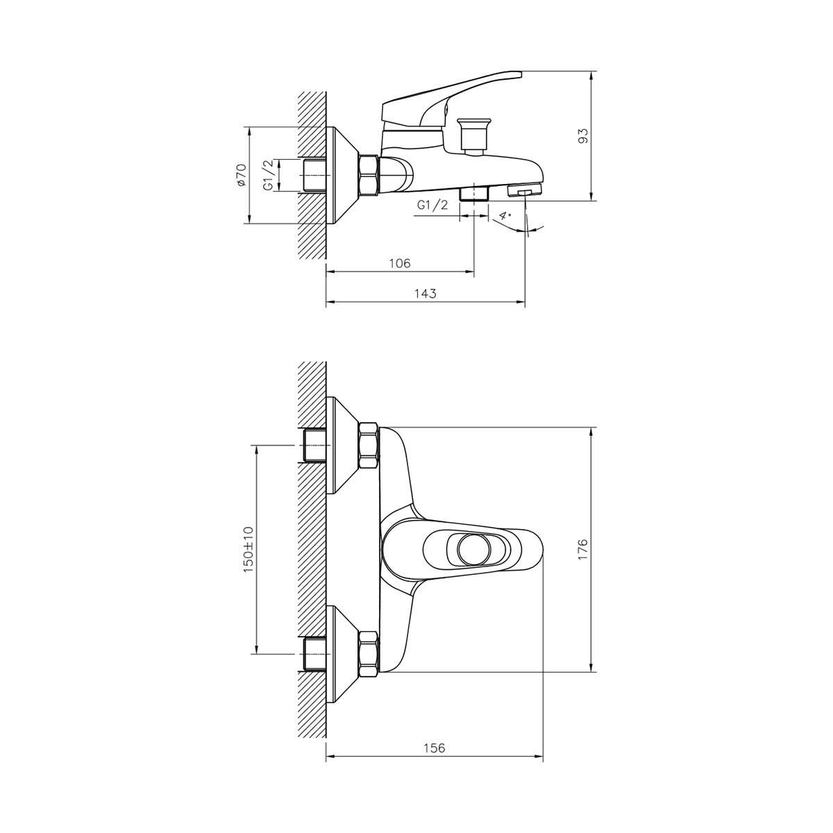 СМЕСИТЕЛЬ ДЛЯ ВАНН DR21035 (1/12) "DECOROOM" 