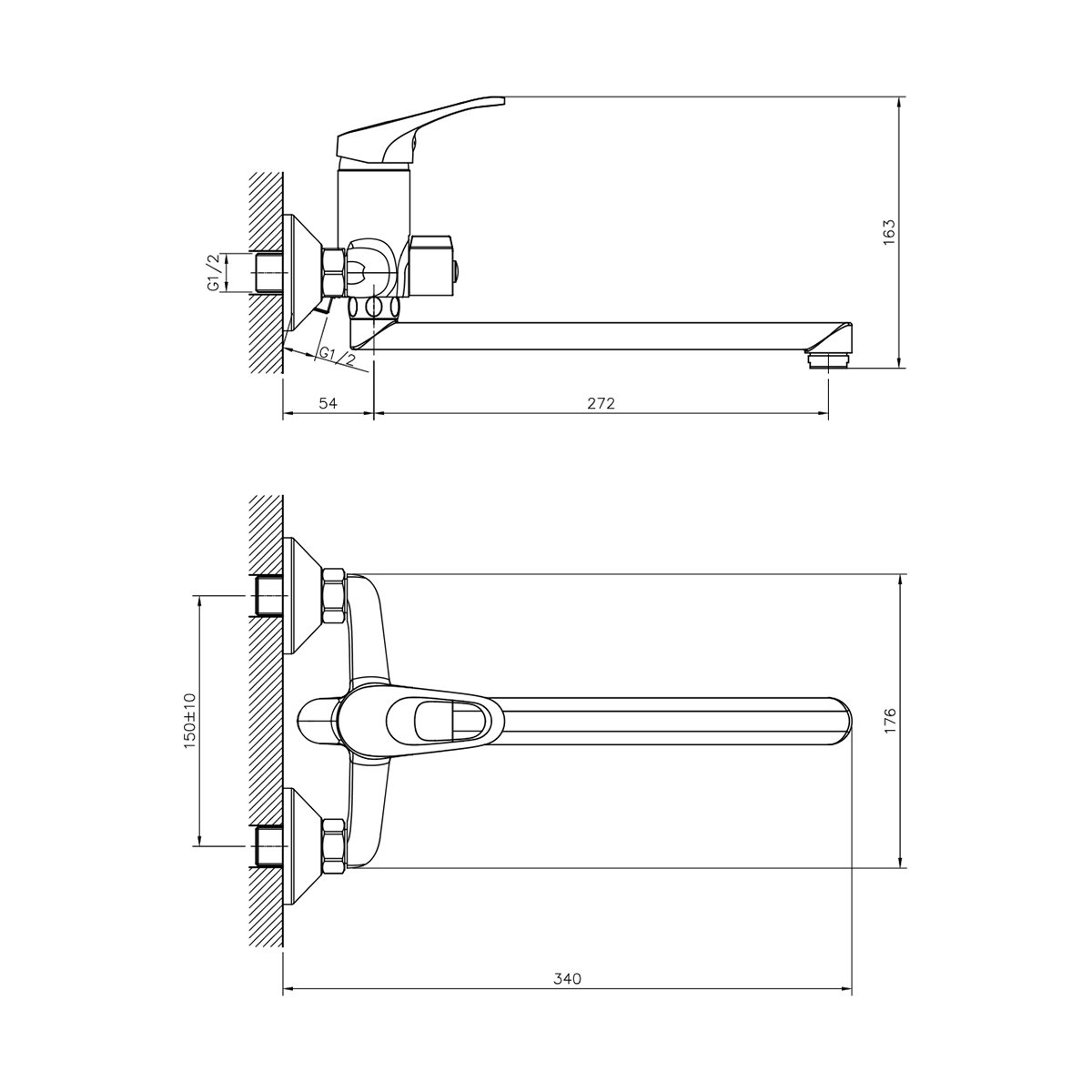 СМЕСИТЕЛЬ ДЛЯ ВАНН DR21043 ПОВОРОТН. ИЗЛИВ 300 ММ (1/12) "DECOROOM" 