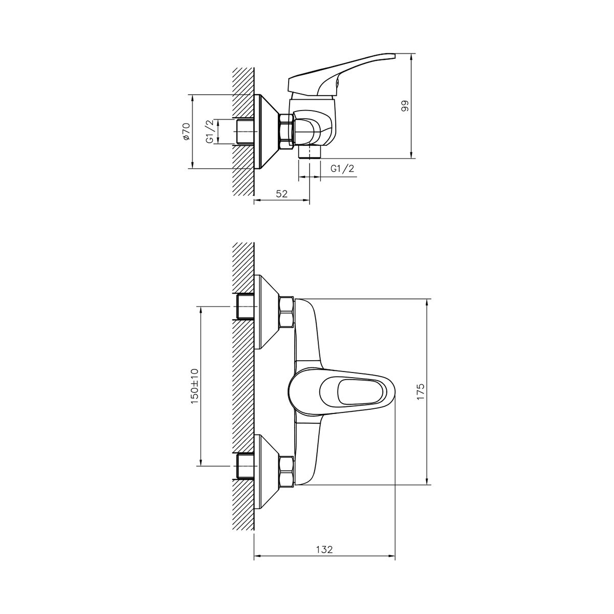 СМЕСИТЕЛЬ ДЛЯ ДУША DR21055 (1/12) "DECOROOM" 