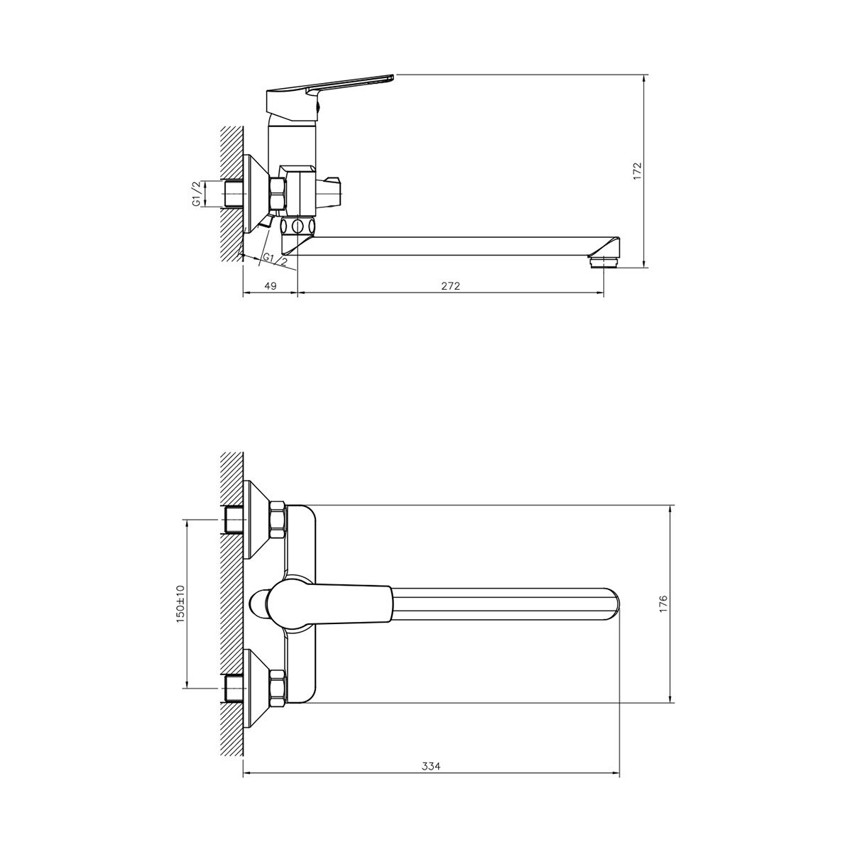 СМЕСИТЕЛЬ ДЛЯ ВАНН DR22043 ПОВОРОТН. ИЗЛИВ 300 ММ (1/12) "DECOROOM" 