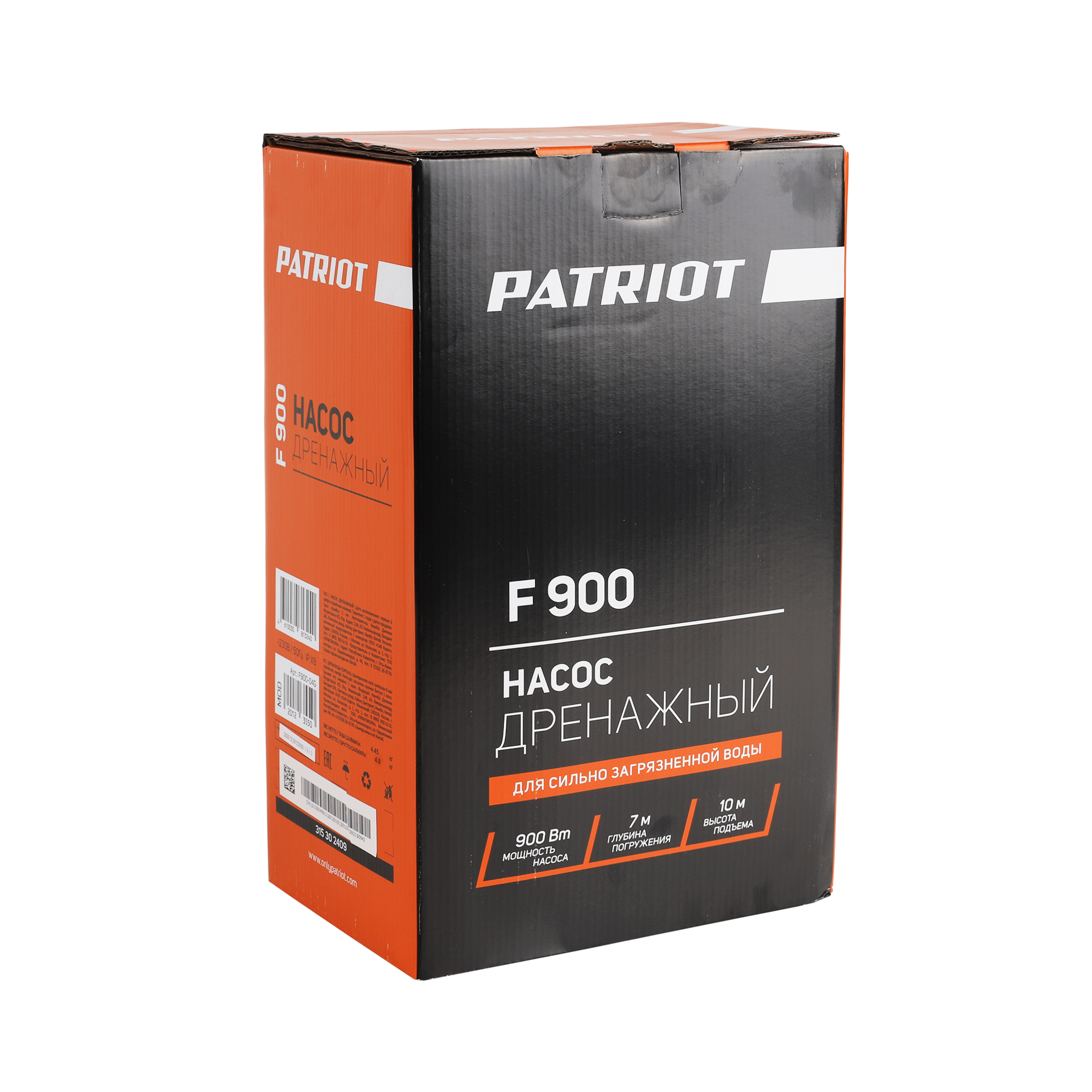 НАСОС ДРЕНАЖНЫЙ F-900  900 ВТ (ДЛЯ ГРЯЗНОЙ ВОДЫ) (1/4) "PATRIOT" 315302409 