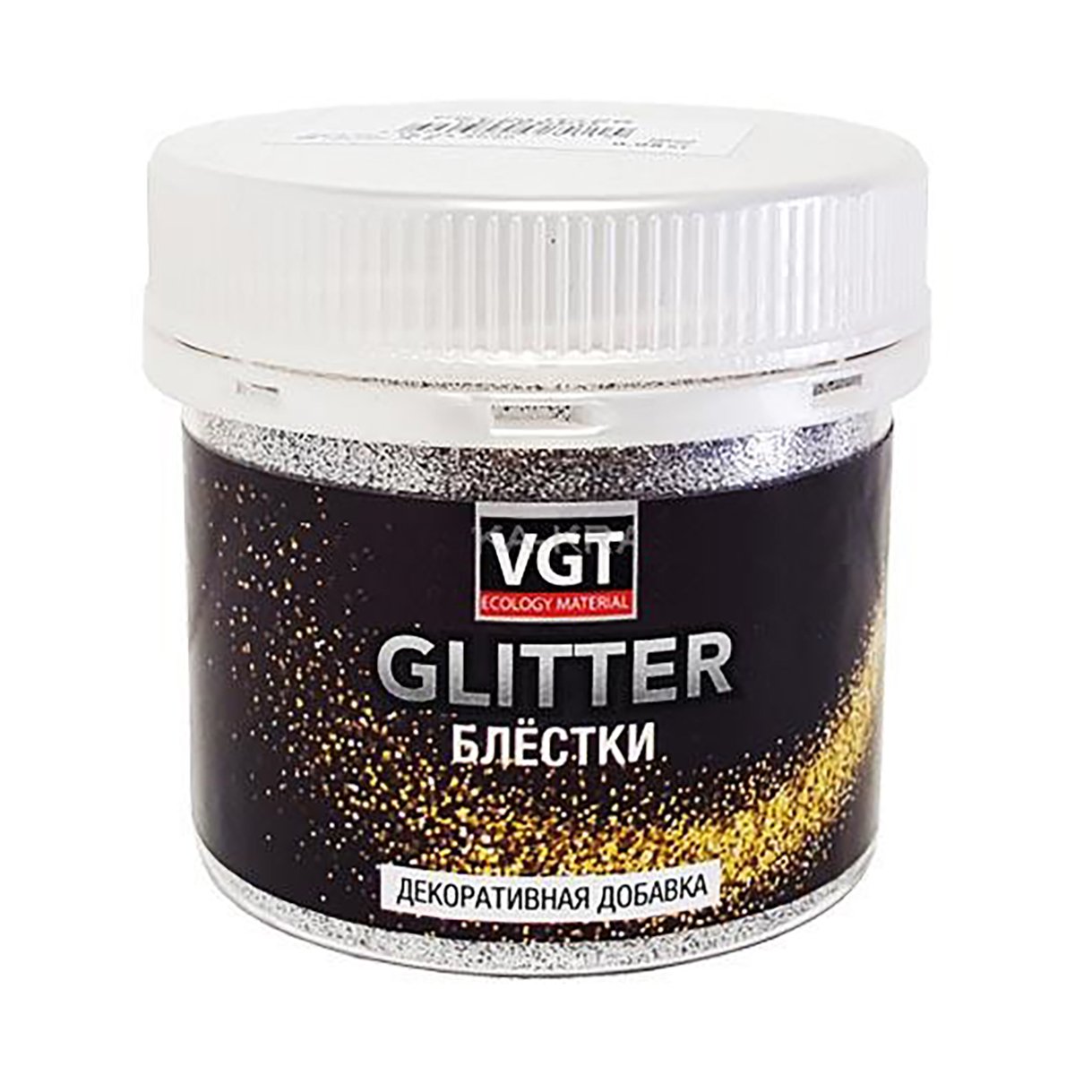 ДОБАВКА ДЛЯ ДЕКОР. ШТУКАТУРОК "VGT GLITTER" (СЕРЕБРО) 0,05 КГ (12) 