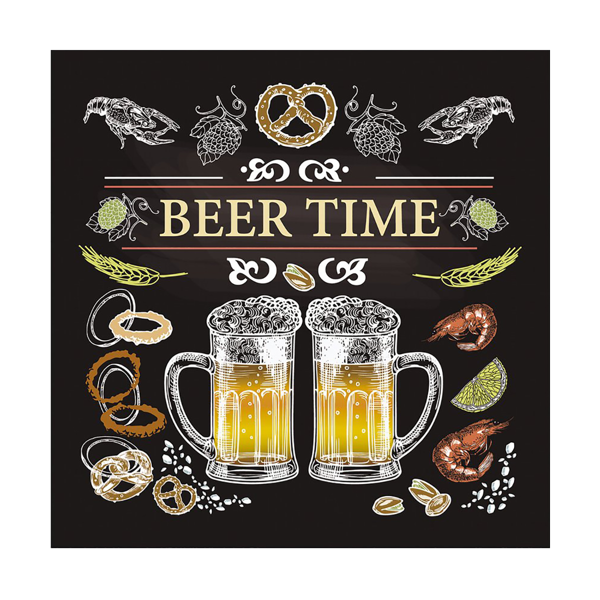 ПОДСТАВКА ПОД ГОРЯЧЕЕ ДЕРЕВ. "BEER TIME" 14*14 СМ (1/6/120) "МУЛЬТИДОМ" МТ18-11 