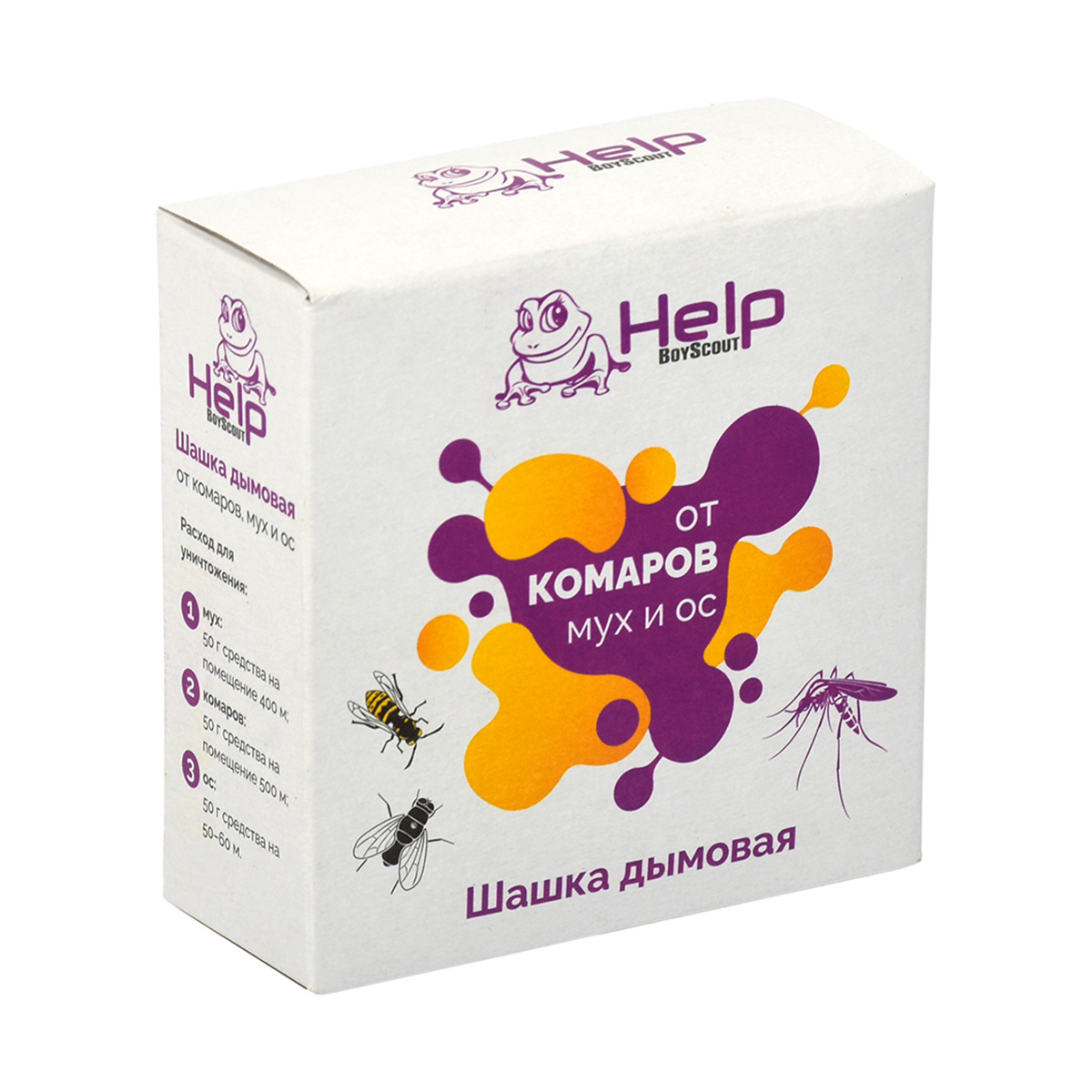 ШАШКА ДЫМОВАЯ ОТ КОМАРОВ, МУХ И ОС  50 Г (1/50) "HELP" 80233 