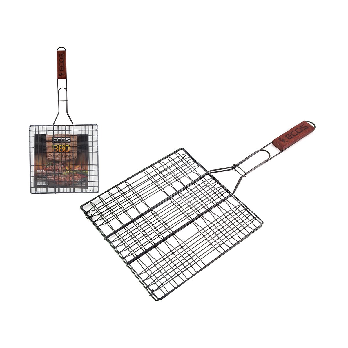 РЕШЕТКА-ГРИЛЬ 25*25 СМ, 6 СЕКЦИЙ, АНТИПРИГАРН., ДЕРЕВ. РУЧКА (1/6/24) "ECOS" X-382-NSD 
