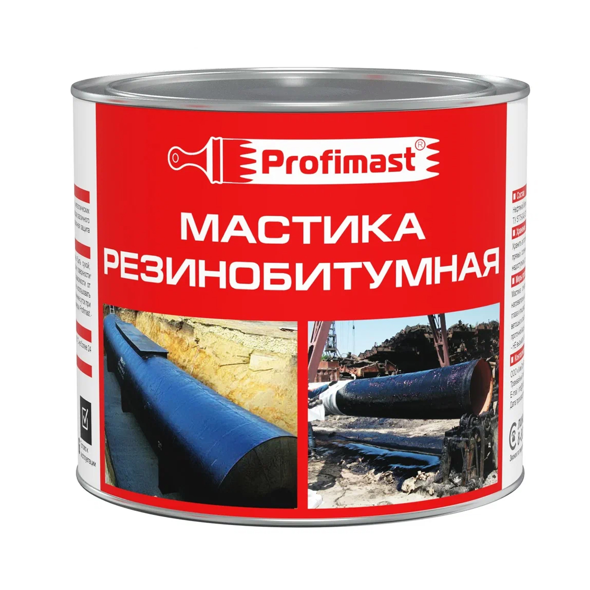 МАСТИКА РЕЗИНО-БИТУМНАЯ 2 Л (1,8 КГ) (6) "PROFIMAST" 