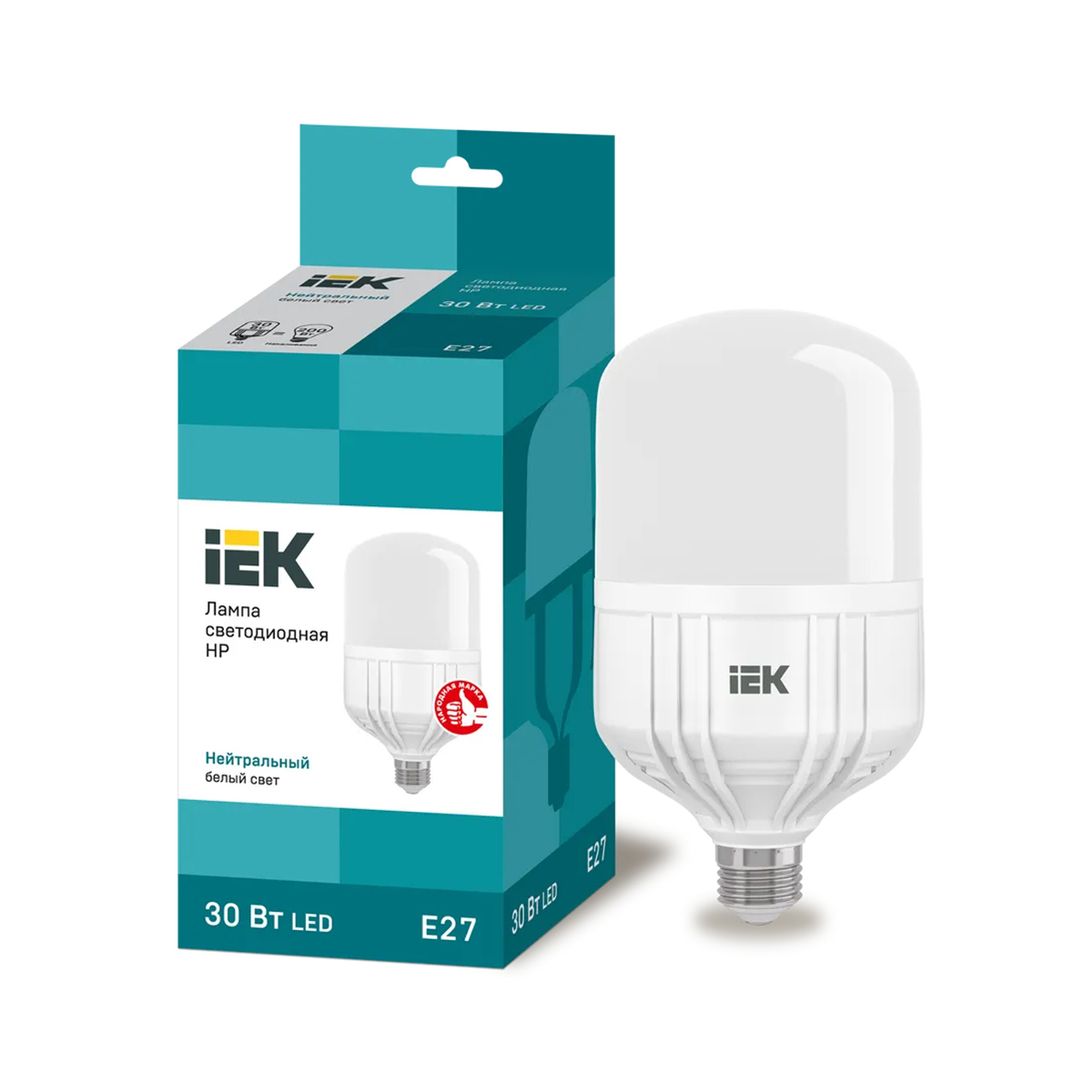 ЛАМПА СВЕТОДИОДНАЯ (LED) "IEK" HP 30W 4000 К E27, НЕЙТРАЛ. СВЕТ (20) 