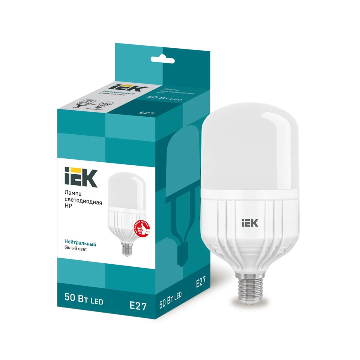 ЛАМПА СВЕТОДИОДНАЯ (LED) "IEK" HP 50W 4000 К E27, НЕЙТРАЛ. СВЕТ (10) 