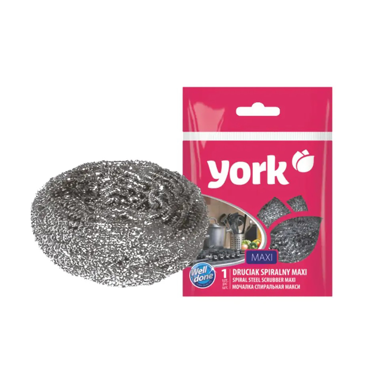 МОЧАЛКА ДЛЯ ПОСУДЫ НЕРЖАВ. СПИРАЛЬ "МАКСИ" (1/100) "YORK" 