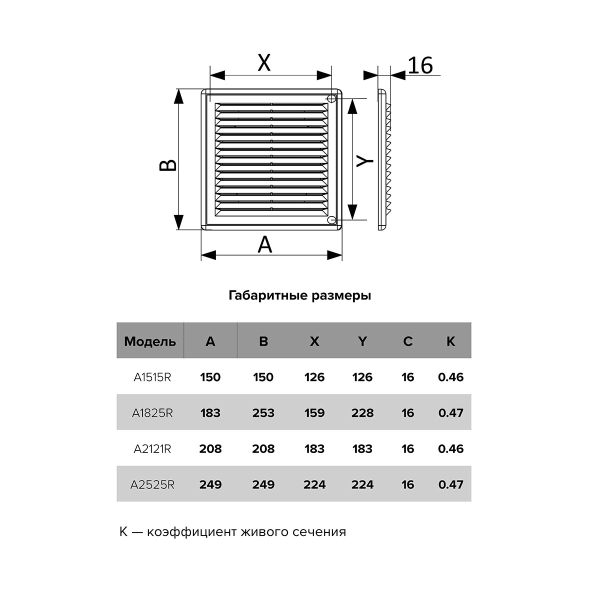 РЕШЕТКА ВЕНТИЛЯЦ. РАЗЪЕМНАЯ 208 Х 208 ММ (1/50) "AURAMAX" A2121R 