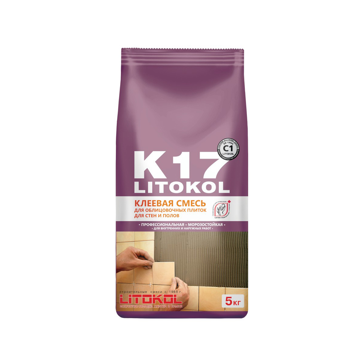 КЛЕЙ ДЛЯ ПЛИТКИ И КЕРАМОГРАНИТА "K17" 5 КГ (1/6) LITOKOL 