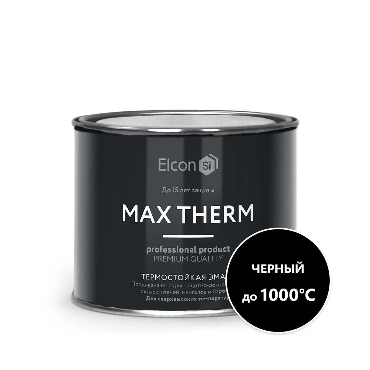 ЭМАЛЬ ТЕРМОСТОЙКАЯ "MAX THERM" ЧЕРНАЯ (ДО 1000ºС) 0,4 КГ (1/24) "ELCON" 