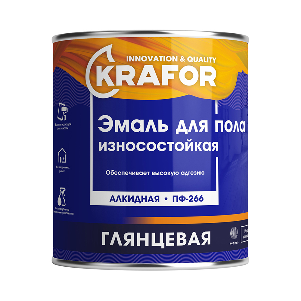 ЭМАЛЬ ПФ-266 ЖЕЛТО-КОРИЧНЕВАЯ  6 КГ (1/4) "KRAFOR" 