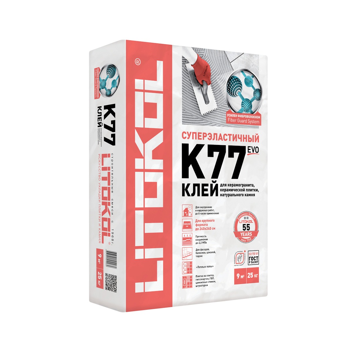 КЛЕЙ ДЛЯ ПЛИТКИ ДЛЯ ВНУТР. И НАРУЖ. РАБОТ "SUPERFLEX K77" 25 КГ (БЕЛЫЙ) (1) LITOKOL 