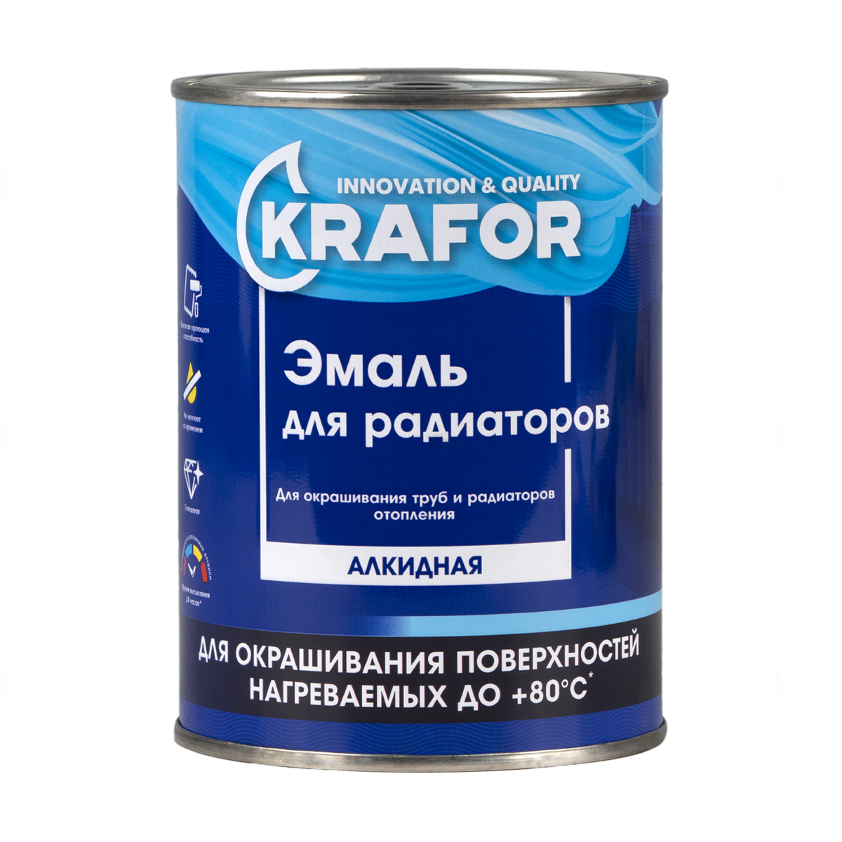 ЭМАЛЬ ДЛЯ РАДИАТОРОВ БЕЛАЯ  0,9 КГ (1/6) "KRAFOR" 