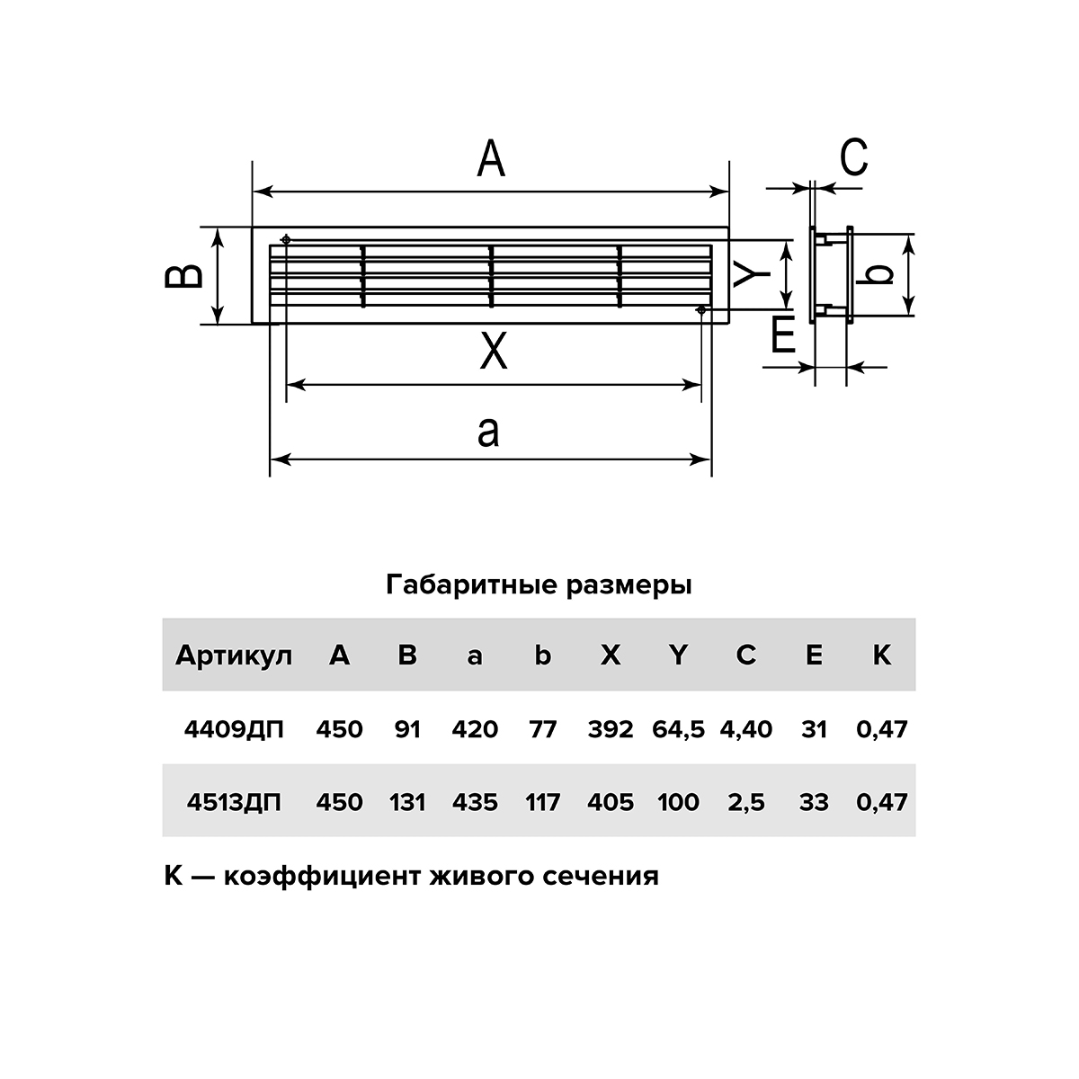 РЕШЕТКА ВЕНТИЛЯЦ. ПЕРЕТОЧНАЯ 450 Х 131 ММ С ФЛАНЦЕМ 432 Х 117 ММ (КОРИЧН.) (1/25) "ЭРА" 4513ДП КОР 