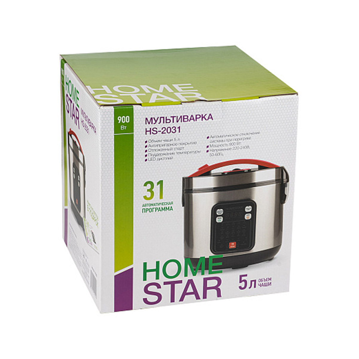 МУЛЬТИВАРКА "HOMESTAR" HS-2031  5 Л, 900 ВТ (ЧЕРНЫЙ) (1/4) 