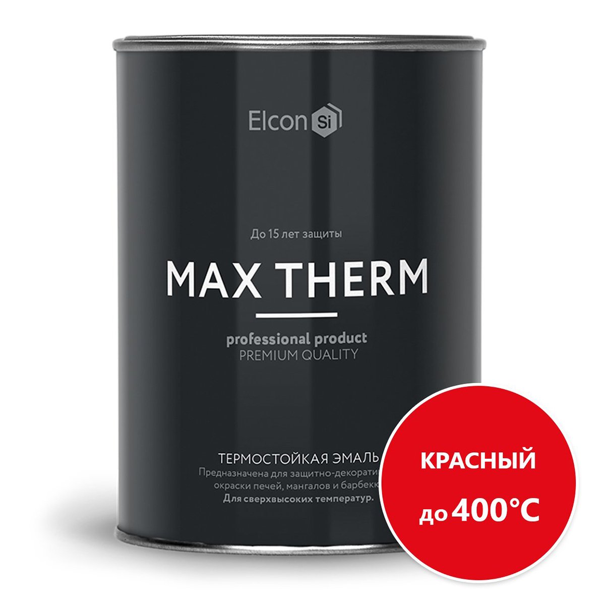 ЭМАЛЬ ТЕРМОСТОЙКАЯ "MAX THERM" КРАСНАЯ (ДО 400ºС) 0,8 КГ (1/12) "ELCON" 