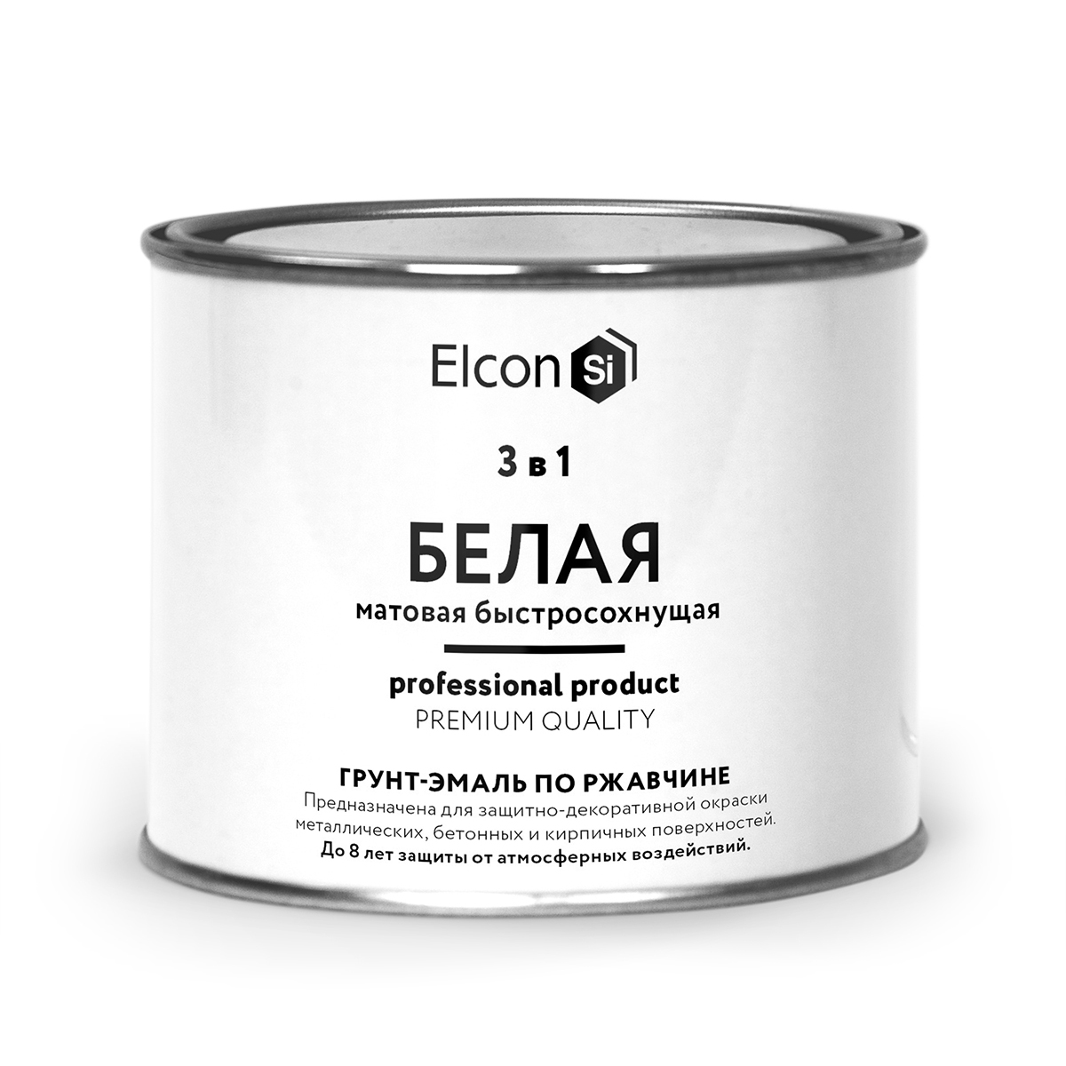 ГРУНТ-ЭМАЛЬ ПО РЖАВЧИНЕ 3 В 1 МАТОВАЯ БЕЛАЯ 0,4 КГ (1/24) "ELCON" 