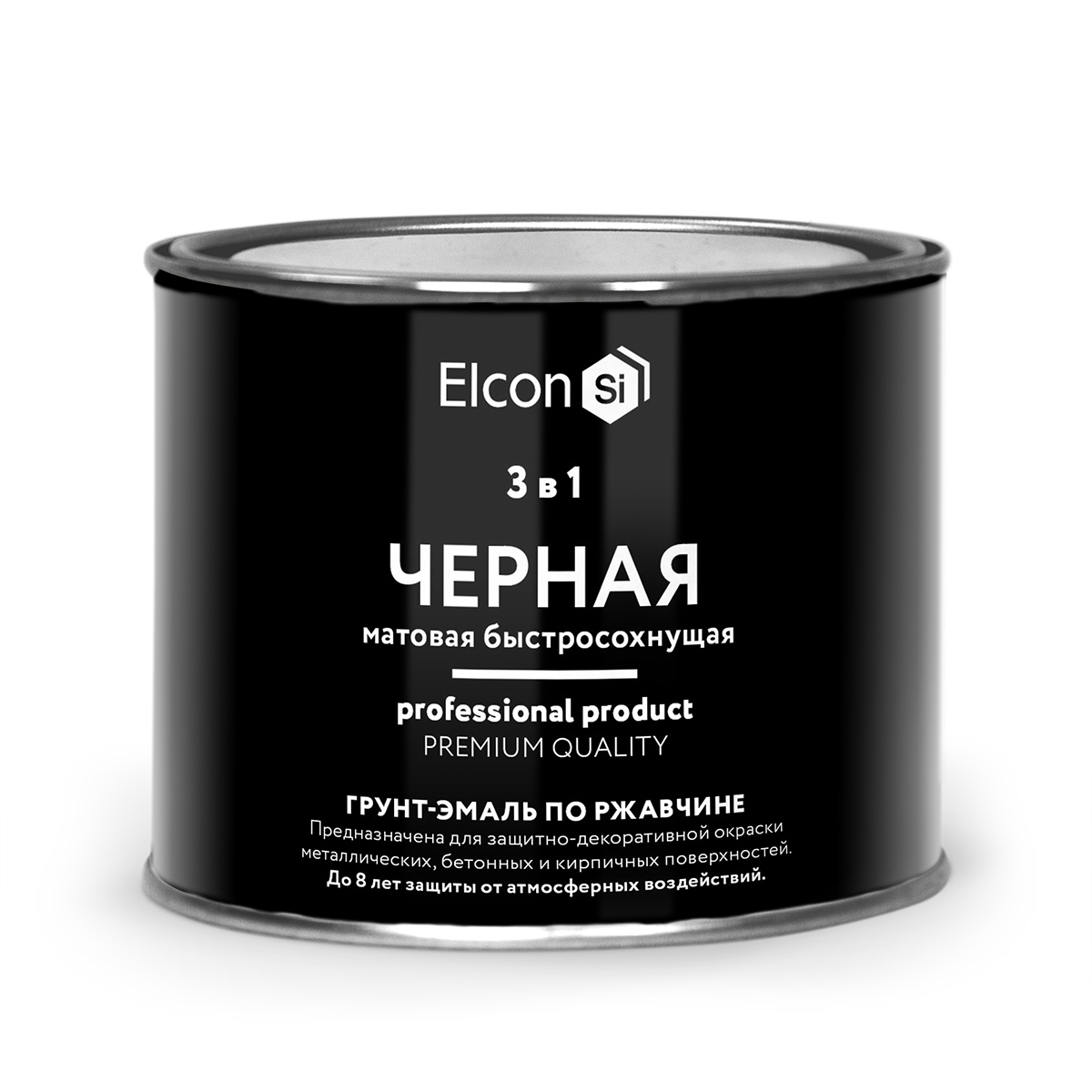 ГРУНТ-ЭМАЛЬ ПО РЖАВЧИНЕ 3 В 1 МАТОВАЯ ЧЕРНАЯ 0,4 КГ (1/24) "ELCON" 