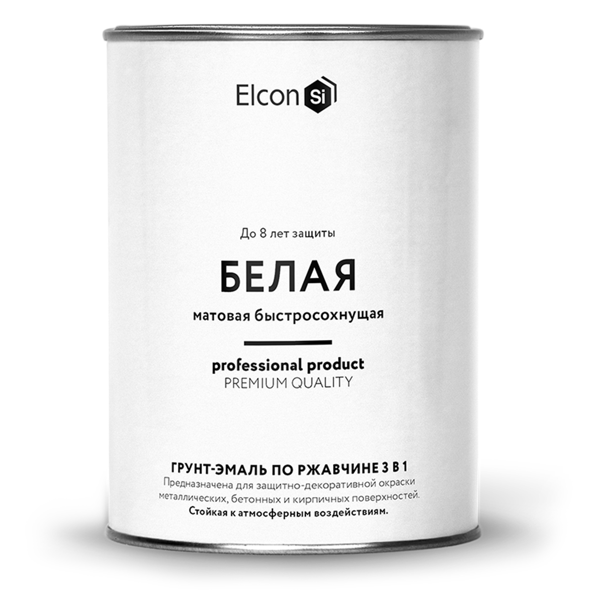 ГРУНТ-ЭМАЛЬ ПО РЖАВЧИНЕ 3 В 1 МАТОВАЯ БЕЛАЯ 0,8 КГ (1/12) "ELCON" 