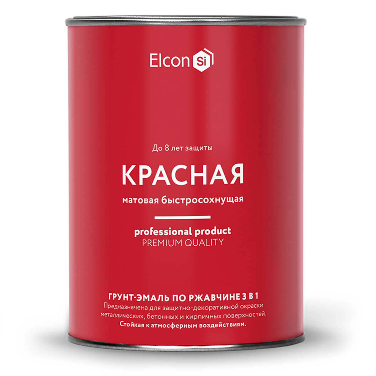 ГРУНТ-ЭМАЛЬ ПО РЖАВЧИНЕ 3 В 1 МАТОВАЯ КРАСНАЯ 0,8 КГ (1/12) "ELCON" 