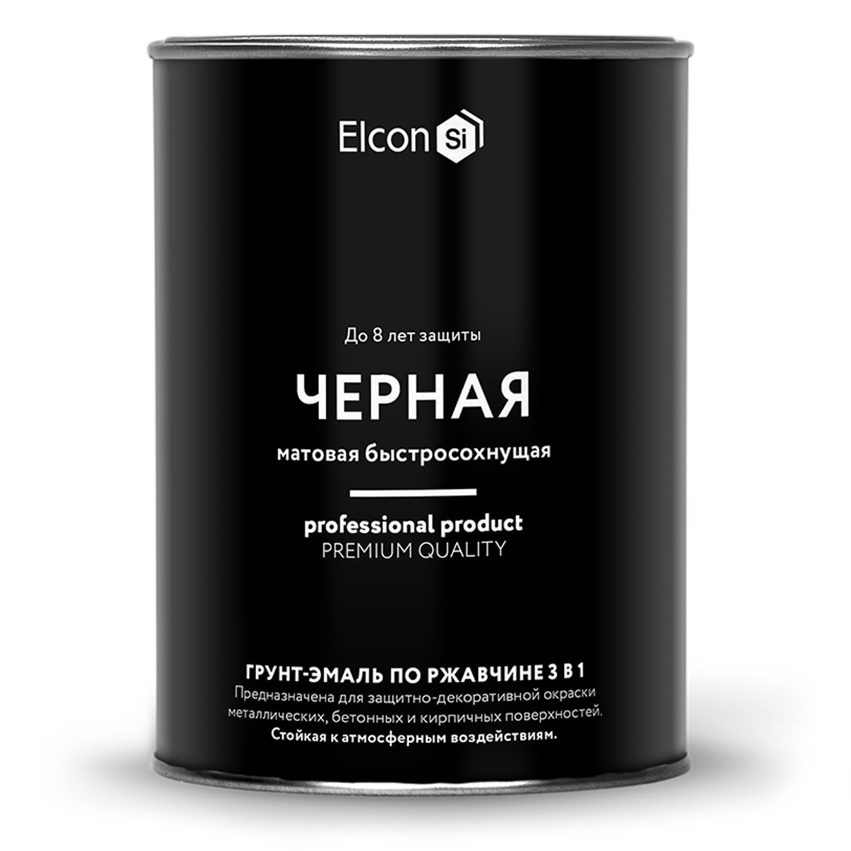 ГРУНТ-ЭМАЛЬ ПО РЖАВЧИНЕ 3 В 1 МАТОВАЯ ЧЕРНАЯ 0,8 КГ (1/12) "ELCON" 