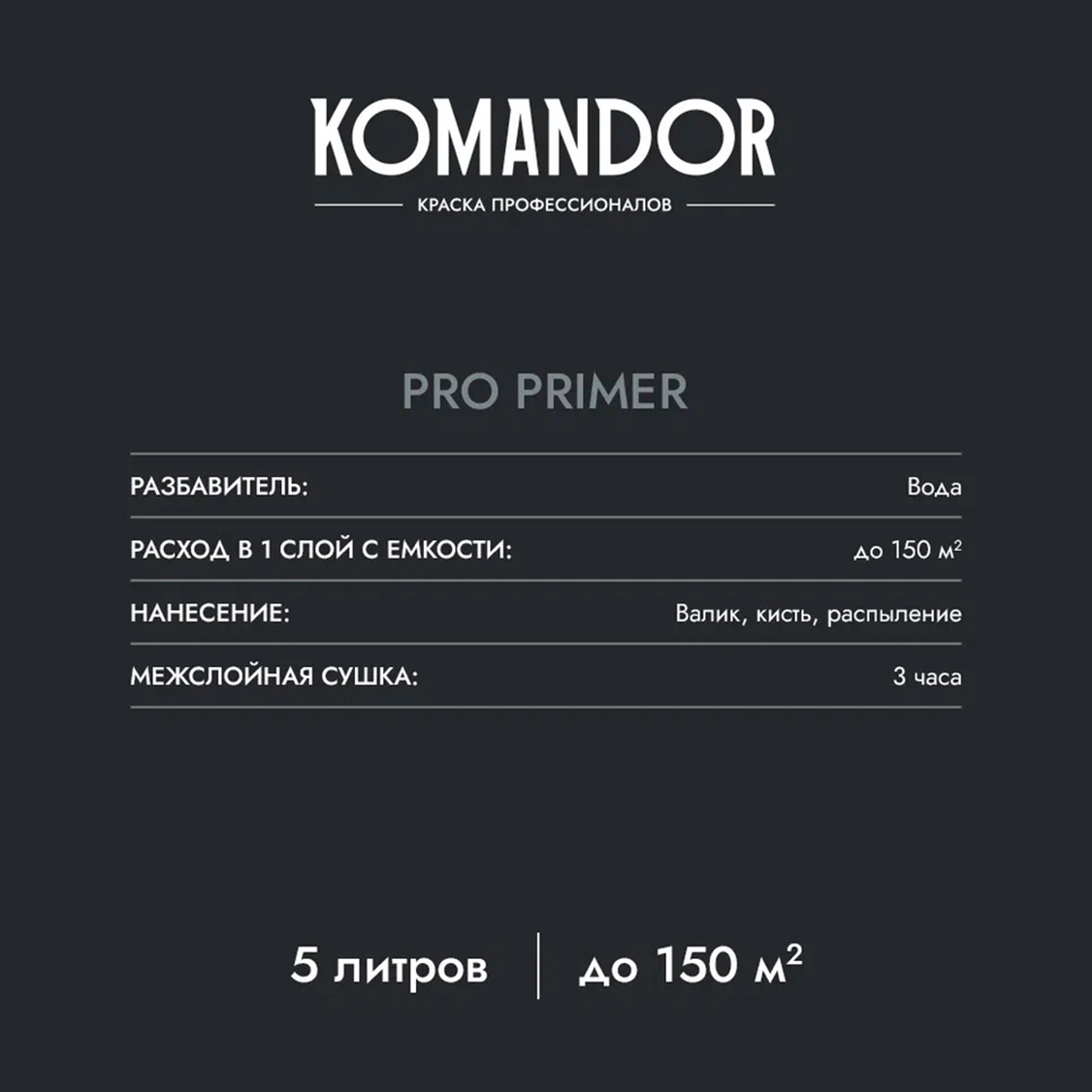 ГРУНТОВКА-КОНЦЕНТРАТ "PRO PRIMER" УНИВЕРС. 5 Л (1) "KOMANDOR" 