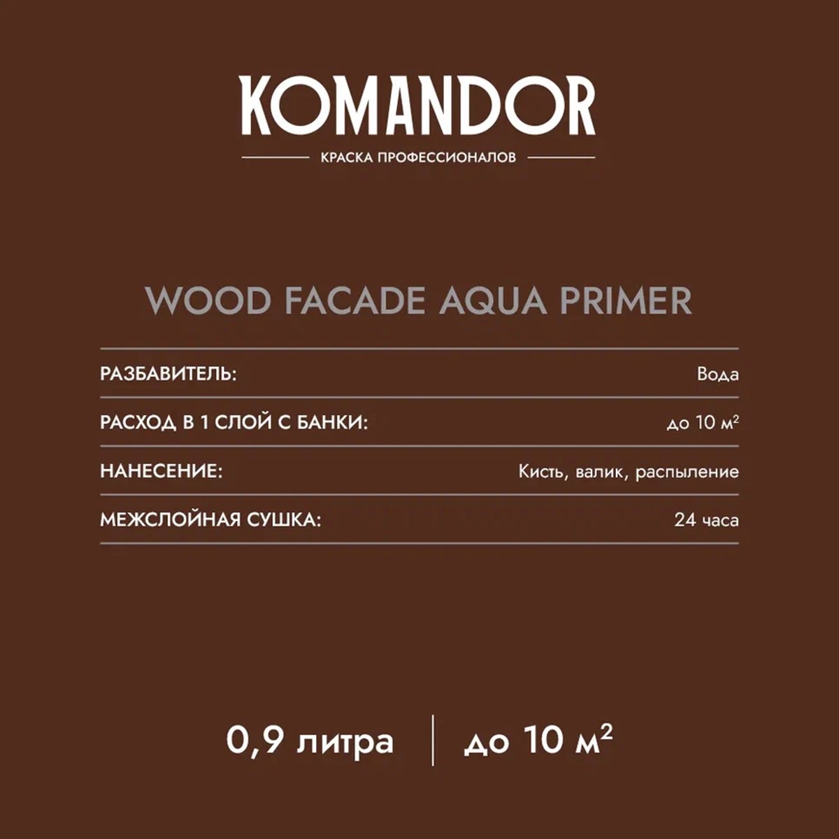 ГРУНТОВКА-АНТИСЕПТИК "WOOD FACADE AQUA PRIMER" 2,7 Л (1) "KOMANDOR" 