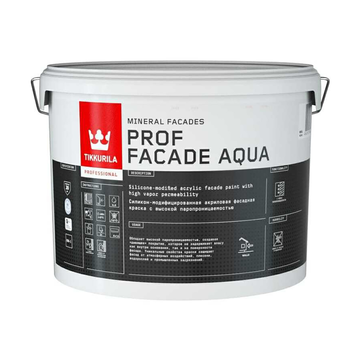 КРАСКА "PROF FACADE AQUA"   9 Л (1) ФАСАДНАЯ "ТИККУРИЛА" 