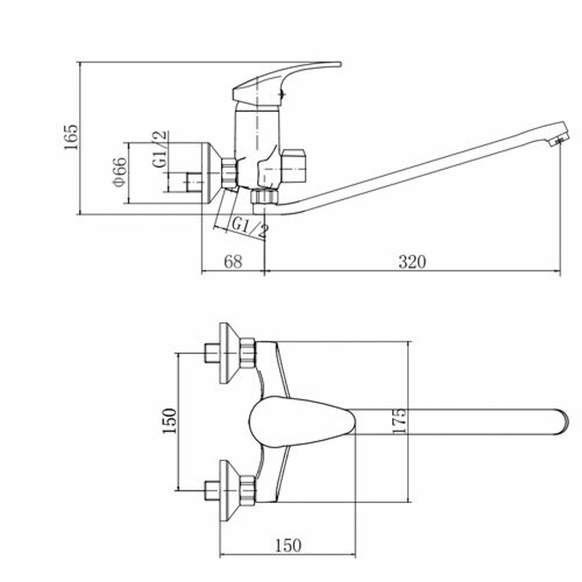 СМЕСИТЕЛЬ ДЛЯ ВАНН PL2206, ХРОМ (1/10) "PLSTART" 