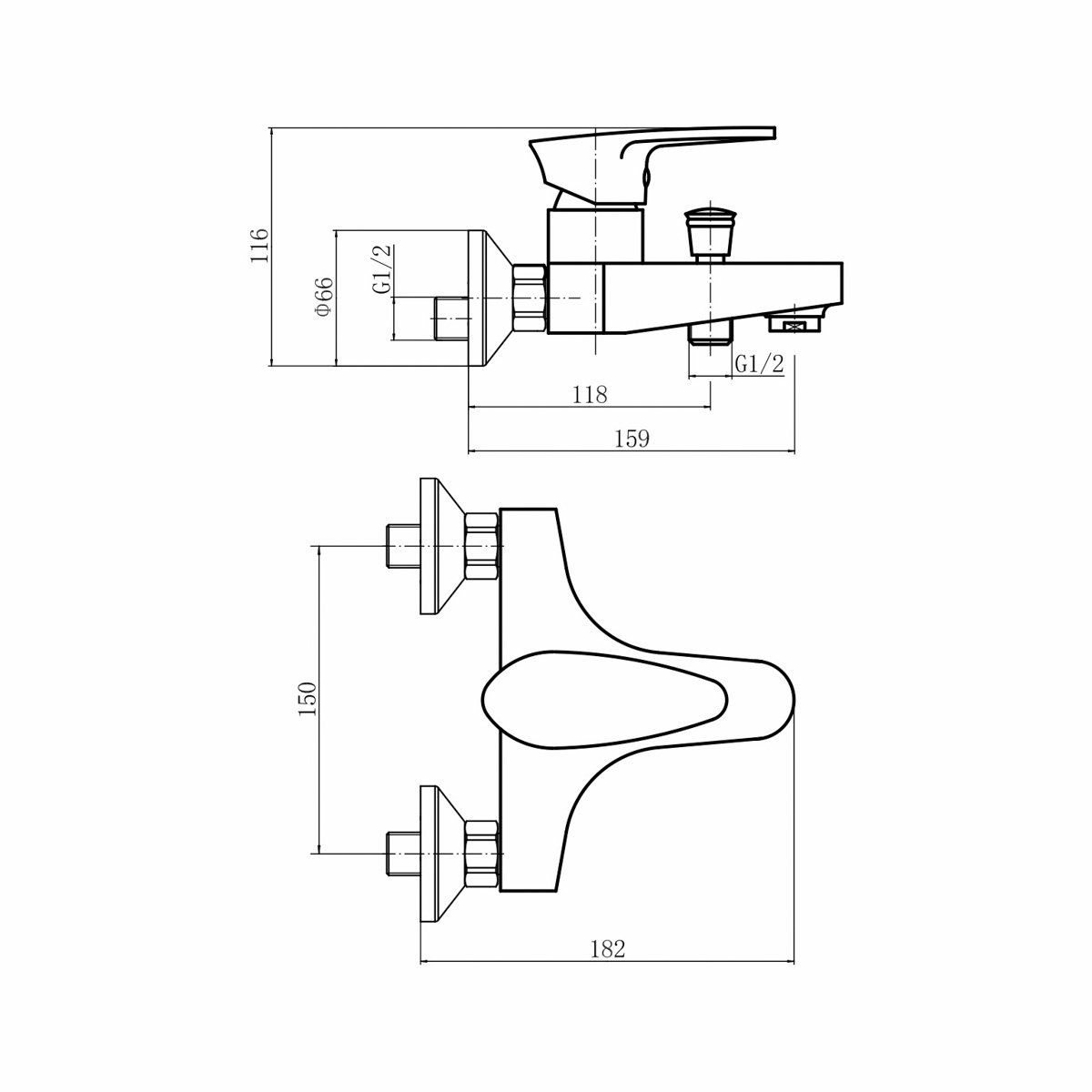 СМЕСИТЕЛЬ ДЛЯ ВАНН PL3205-7, ЧЕРНЫЙ/ХРОМ (1/10) "PLSTART" 