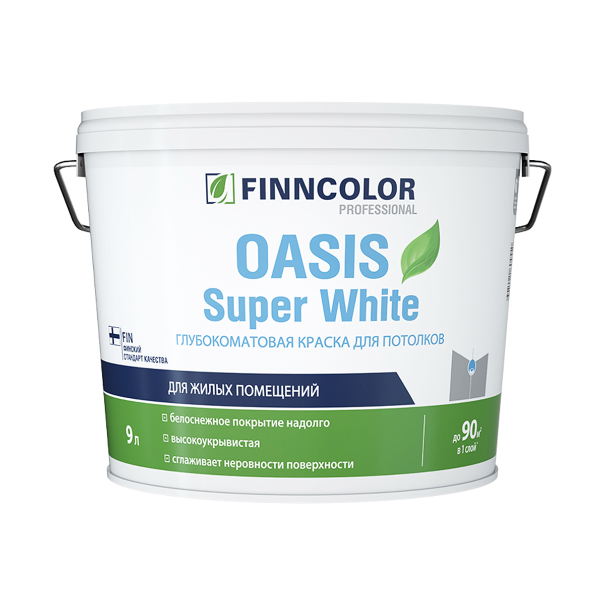 КРАСКА "OASIS SUPER WHITE"  9 Л (1) ДЛЯ ПОТОЛКОВ "FINNCOLOR" 