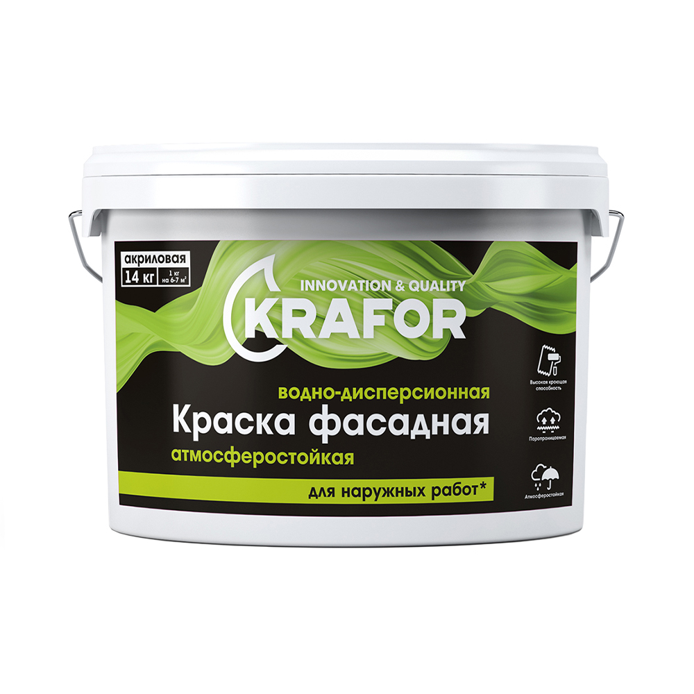 КРАСКА В/Д ФАСАДНАЯ   3 КГ (1) "KRAFOR"  (САЛАТ.) 