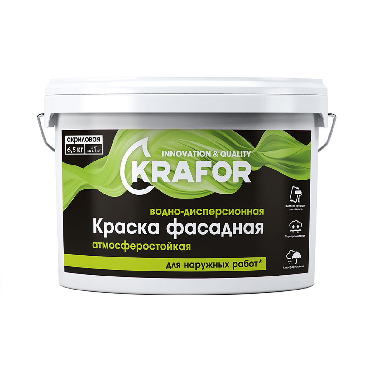 КРАСКА В/Д ФАСАДНАЯ   6,5 КГ (1) "KRAFOR" (САЛАТ.) 