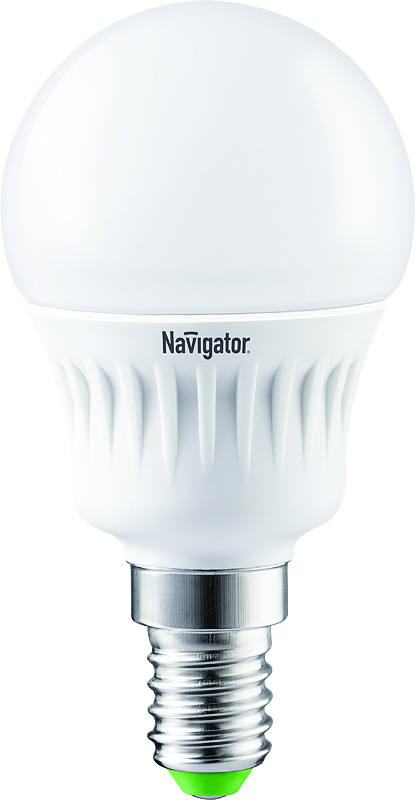 ЛАМПА СВЕТОДИОДНАЯ (LED)  G45  ШАР  05W 2700 К  E14, МАТОВ., ТЕПЛ. СВЕТ (10/100)  "NAVIGATOR" 94 476 