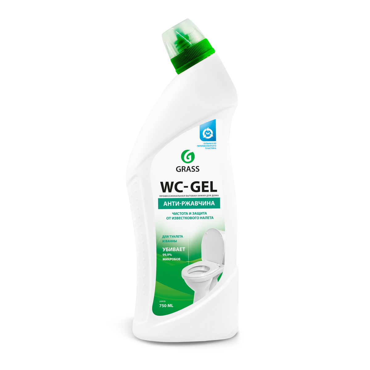 СРЕДСТВО ДЛЯ ЧИСТКИ САНТЕХНИКИ "WC-GEL" 0,75 Л (КИСЛОТНОЕ) (1/12) "GRASS" 