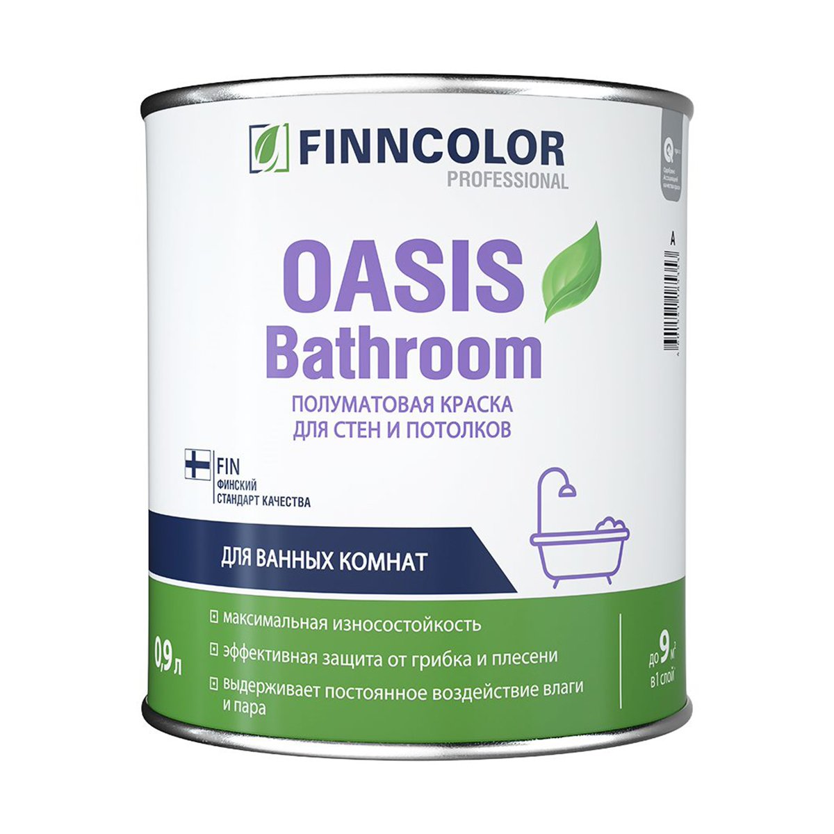 КРАСКА "OASIS BATHROOM"  0,9 Л (1/6) ДЛЯ ВЛАЖН. ПОМЕЩЕНИЙ "FINNCOLOR" 