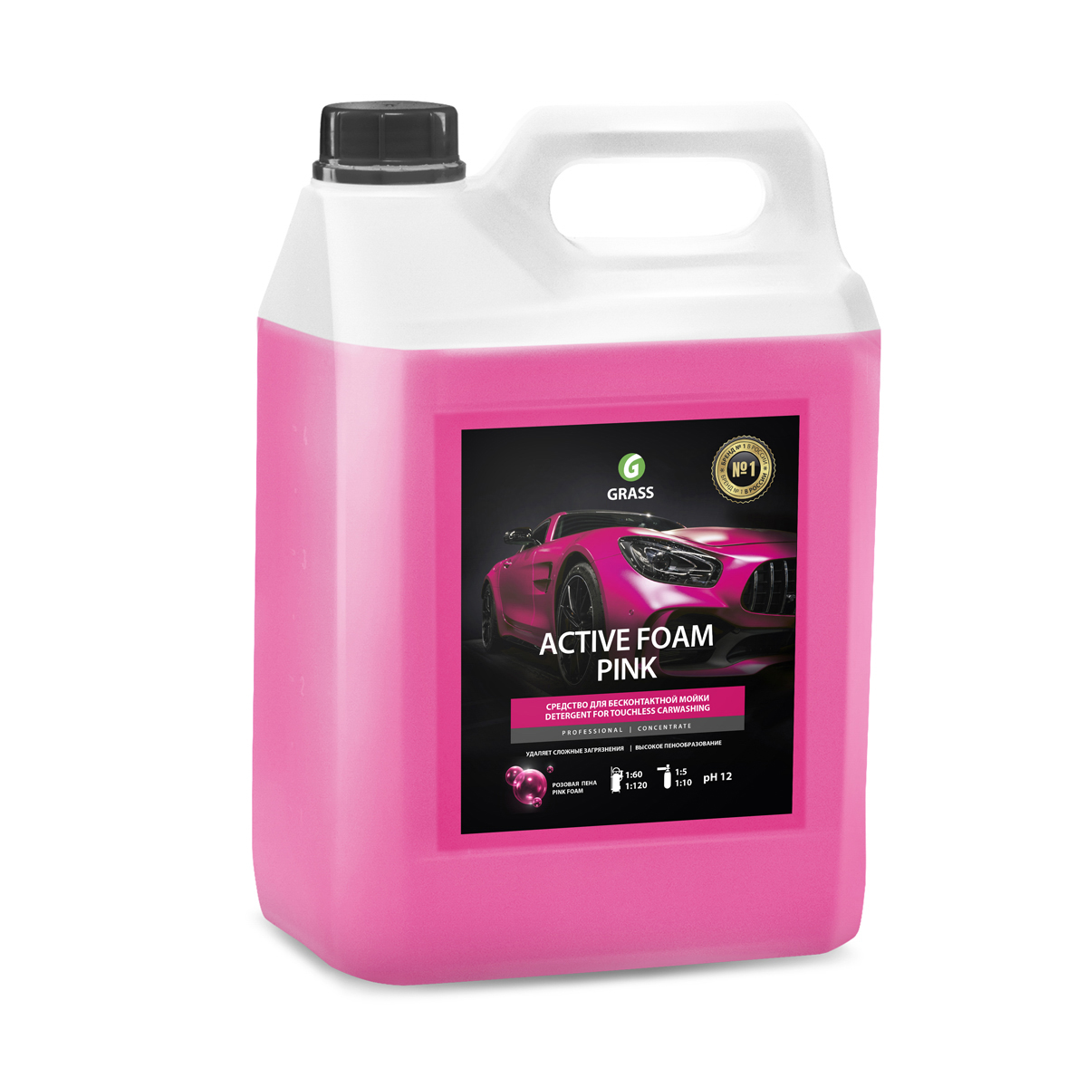 АКТИВНАЯ ПЕНА "ACTIVE FOAM PINK" ДЛЯ БЕСКОНТАКТНОЙ МОЙКИ (КОНЦЕНТРАТ)  6 КГ (1/4)  "GRASS" 