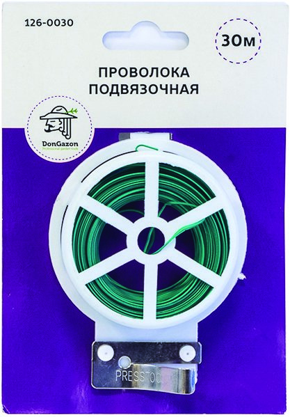 ПРОВОЛОКА ПОДВЯЗОЧНАЯ ПЛОСКАЯ, П/Э ОПЛЕТКА 1 ММ Х 30 М НА КАТУШКЕ(1/24/144) "DON GAZON" 126-0030 